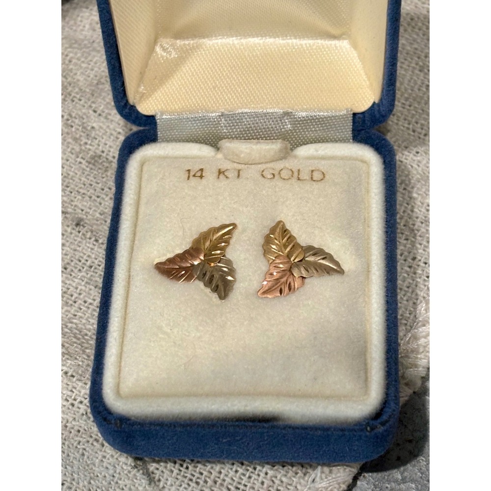 Vintage 14k Tri-Color Gold Studs